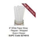 Straws 8" Paper White